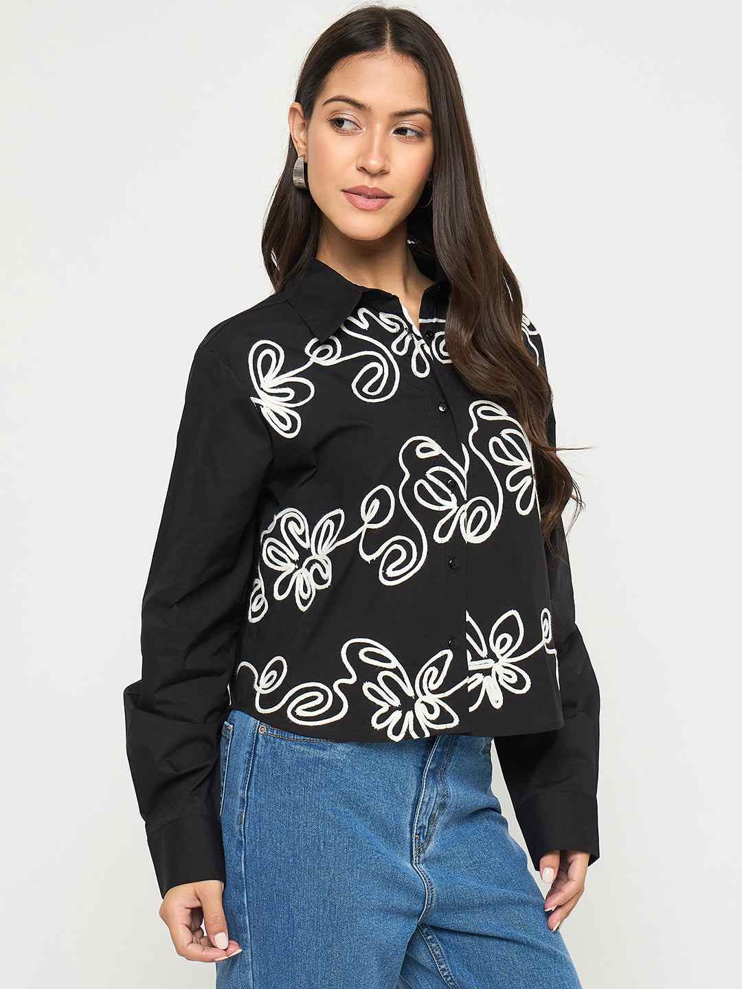 Madame Ladies Western Top H/S M5S18156 002 Black