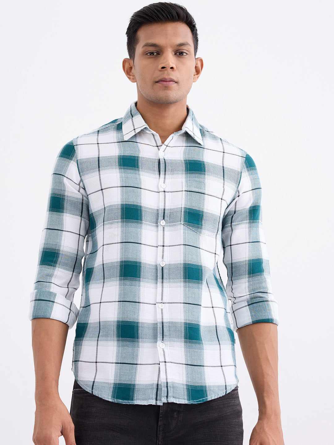 SPYKAR MENS CASUAL SHIRT F/S MSHCS2BE008 TEAL GREEN