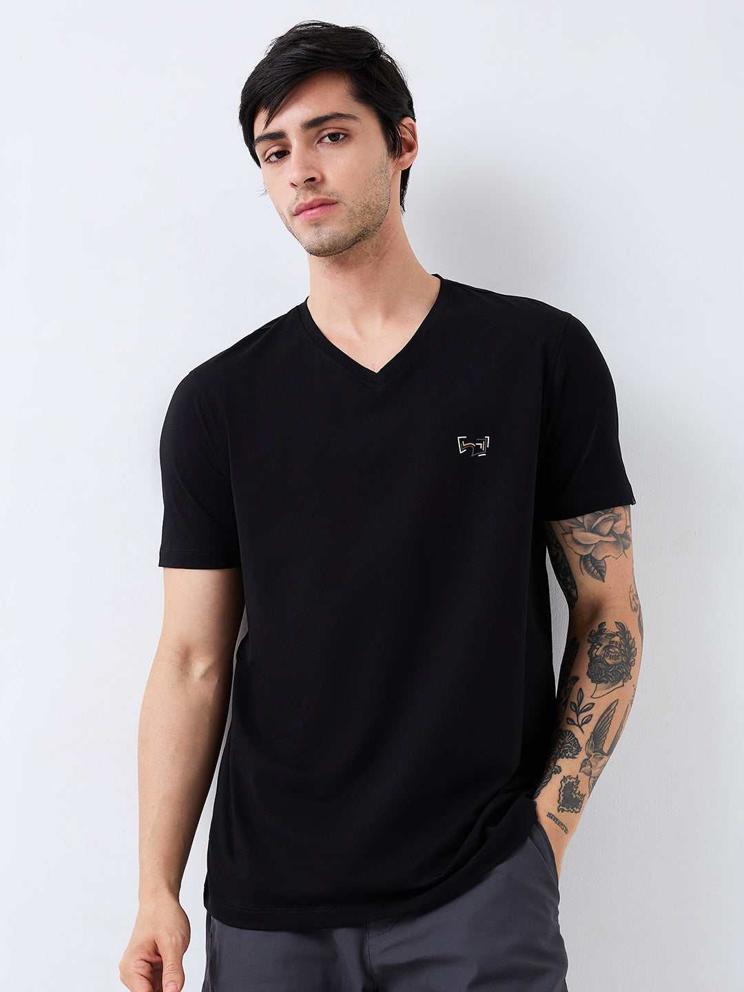 Spykar Mens T-Shirt H/S Mktft1Be144 Black