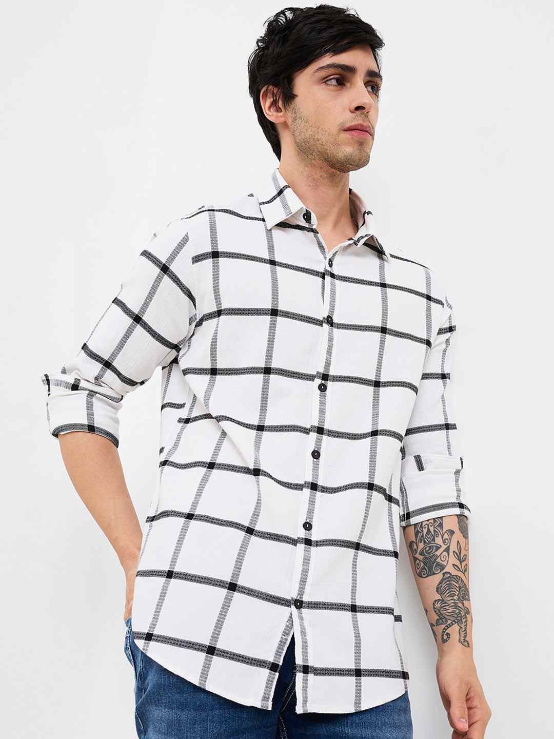Spykar Mens Casual Shirt F/S Mshcs1Be139 White