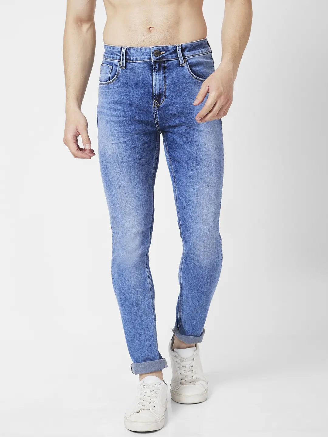 Spykar Mens Jeans Mdskn2Bc015 Mid Blue