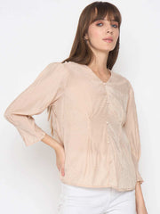 Madame Ladies Western Top H/S M5S18922 001 Beige