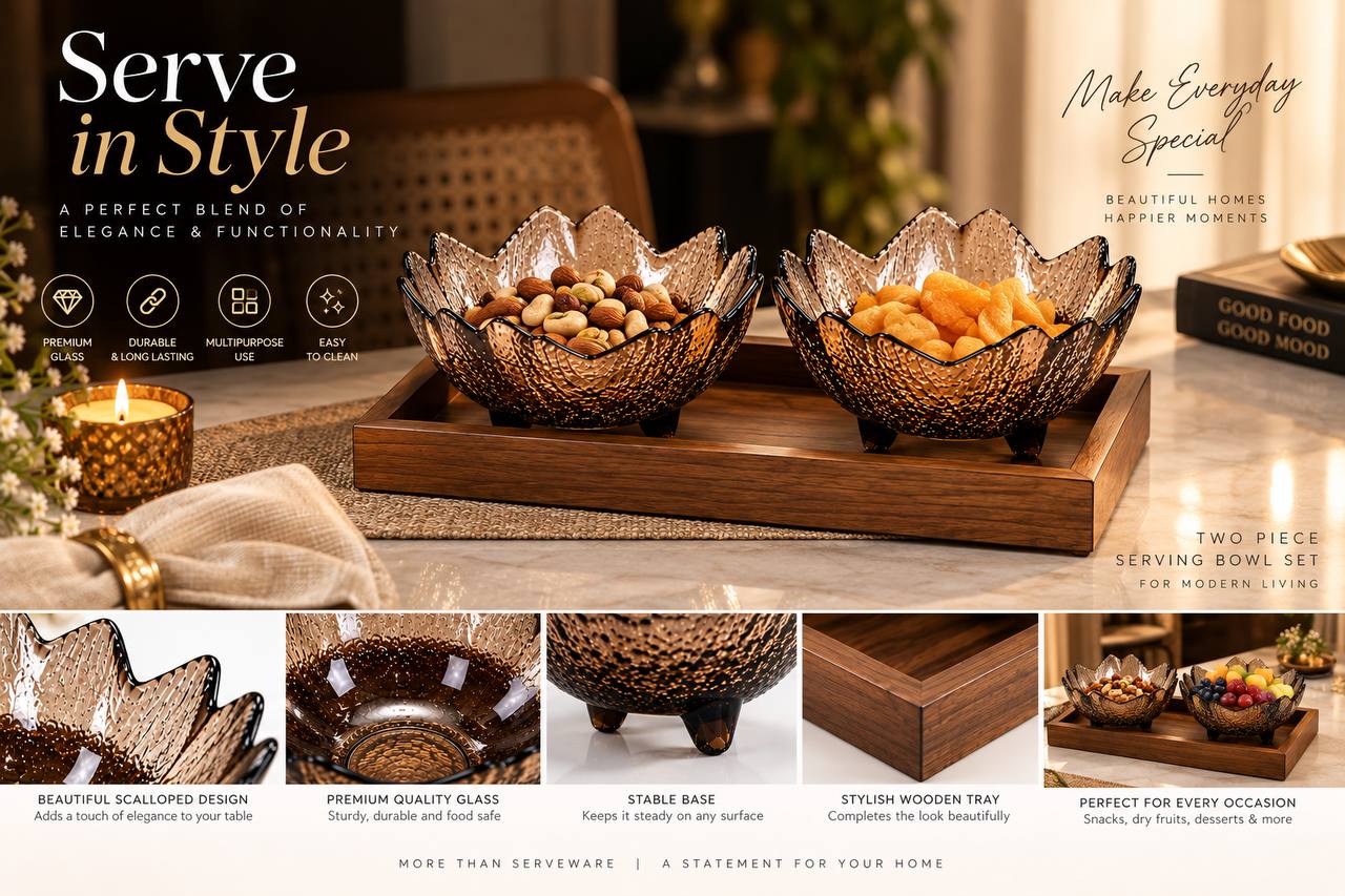 Lyte Club CrystalBloom Serving Bowls- Set of 2