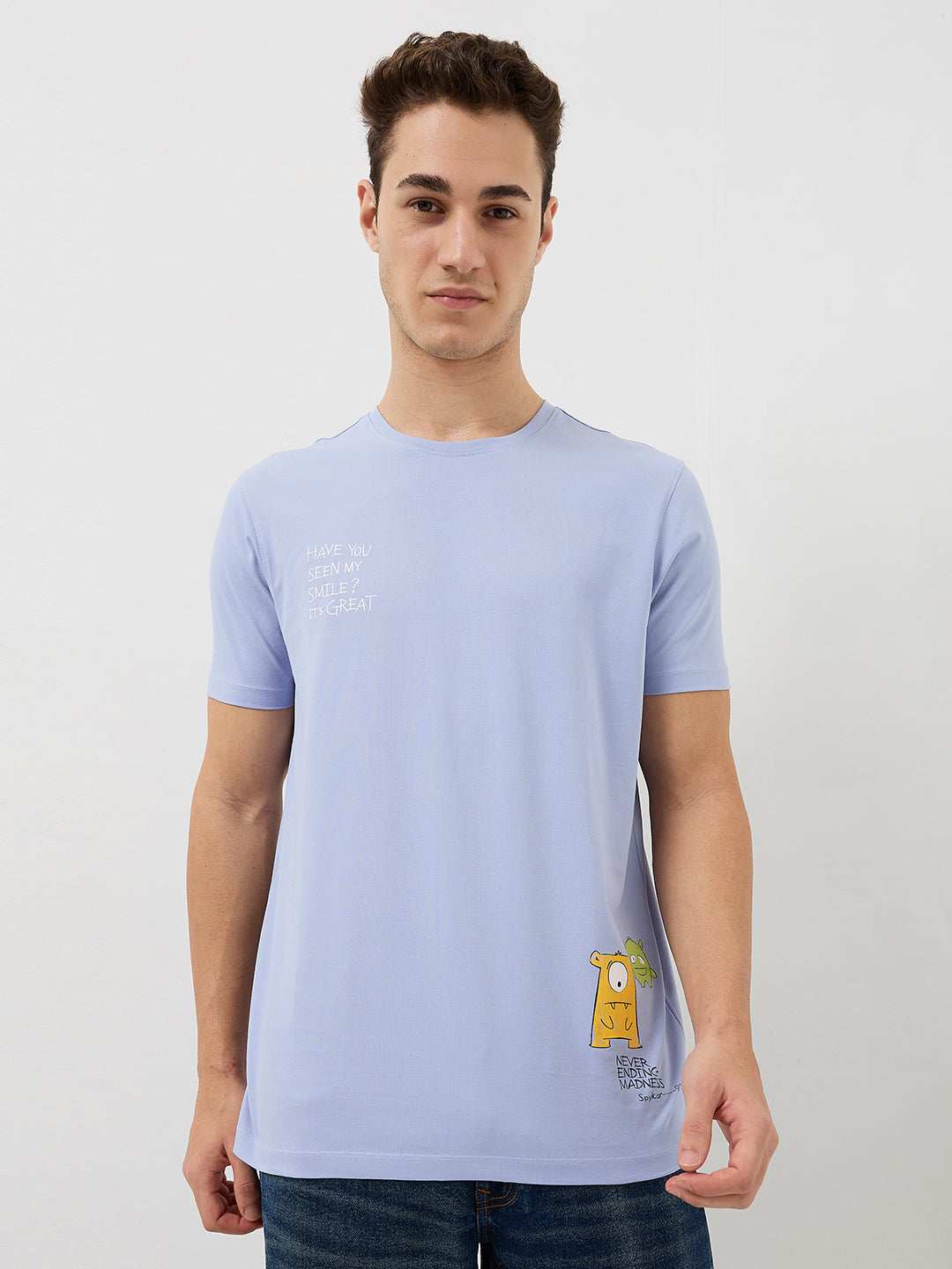 Spykar Mens T-Shirt H/S Mktft1Be120 Heron Blue