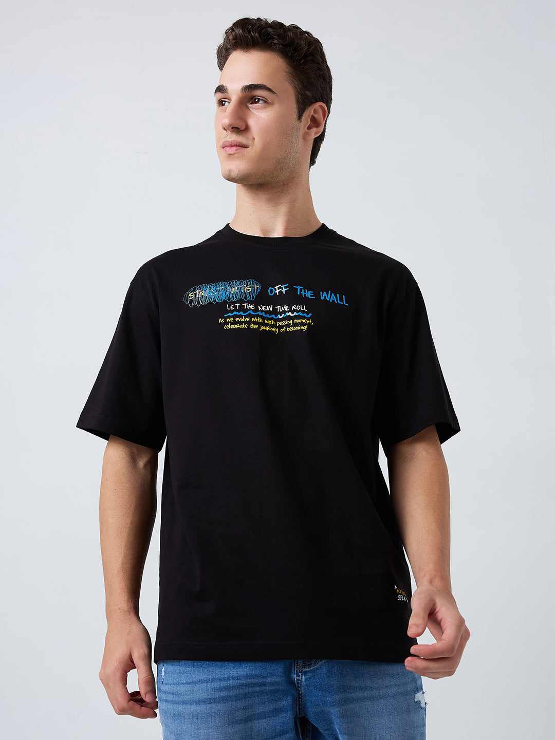 Spykar Mens T-Shirt H/S Mktft1Be148 Black