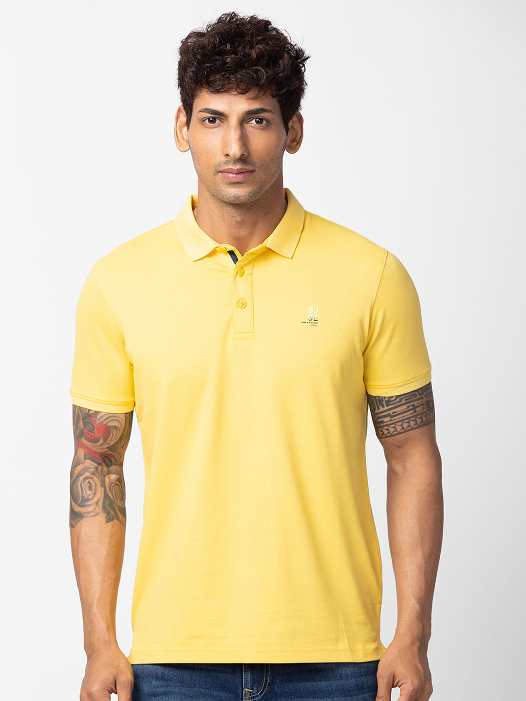 Spykar Mens T-Shirt F/S Mptbp1Bc203 Yellow