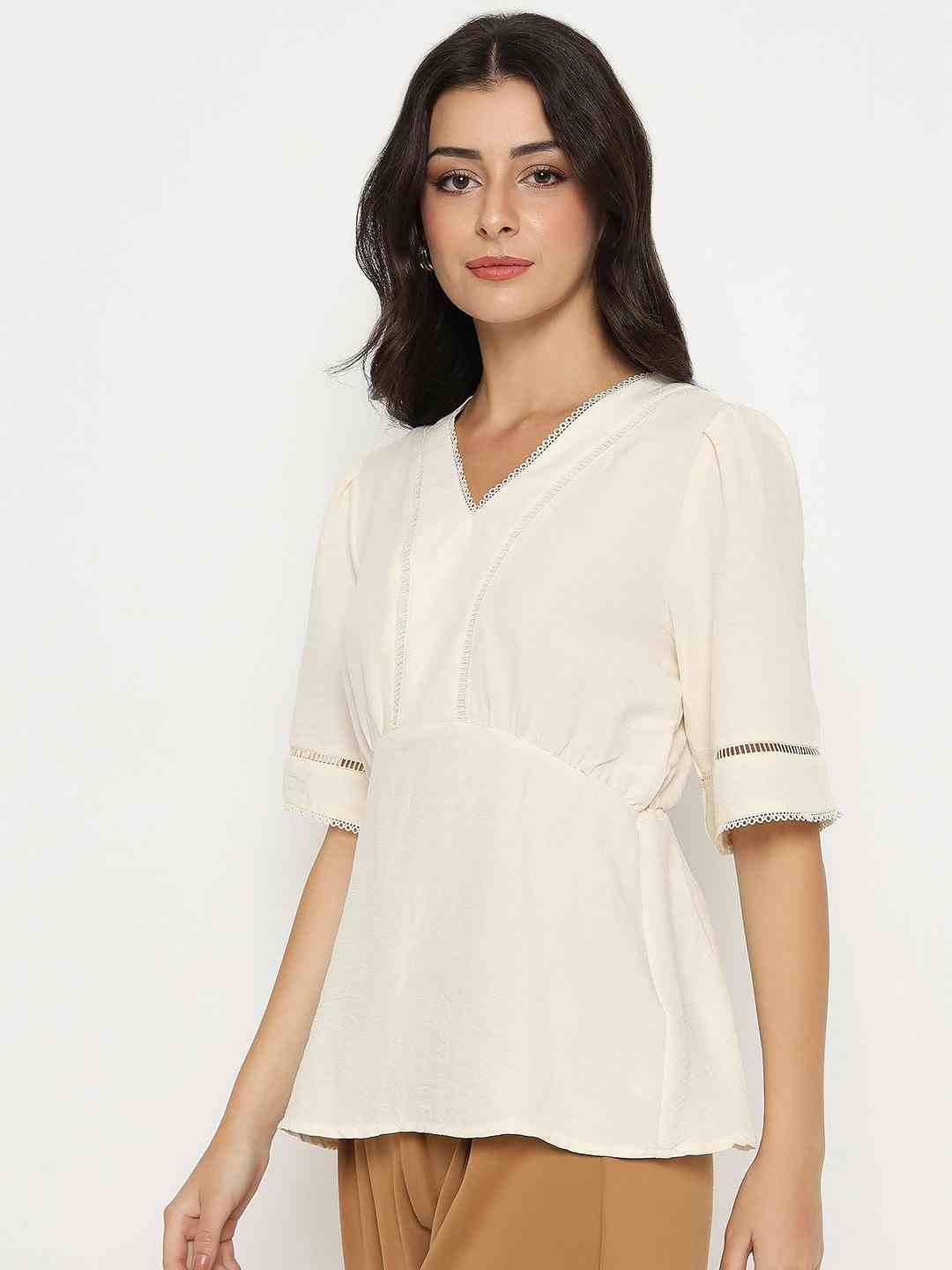 Madame Ladies Western Top H/S M5S18702 1 Off White
