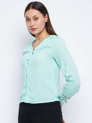 Madame Ladies Western Top H/S M3S18515 036 Sea Green