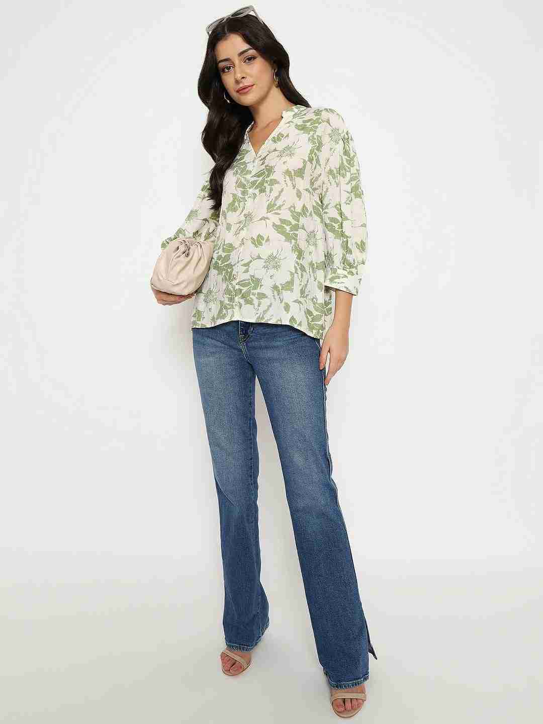 Madame Ladies Western Top H/S M5S18837 014 Green