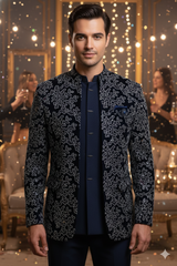 VASTAVIK MENS INDO WESTERN 3PCS SET 2595 NAVY