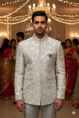 Lyte Club Mens Coat Suit Jodhpuri 3Pcs Set Jp-2550 Grey