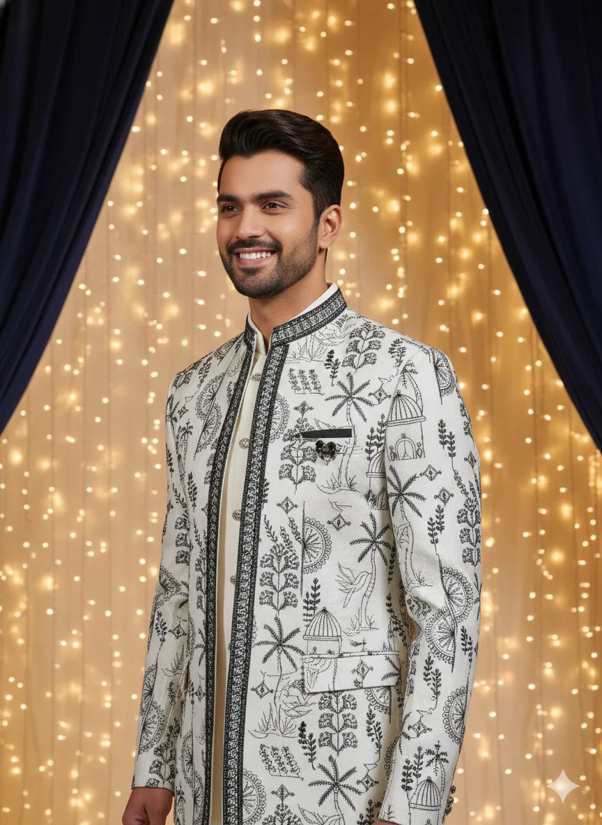 VASTAVIK MENS COAT SUIT JODHPURI 3PCS SET 2554 BLACK