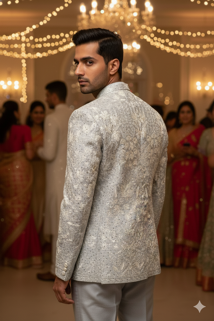 Lyte Club Mens Coat Suit Jodhpuri 3Pcs Set Jp-2550 Grey