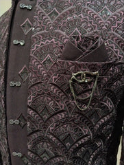 BLUE STAGE MENS COAT SUIT JODHPURI 3PCS SET 27371 WINE