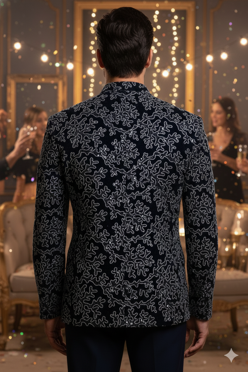 VASTAVIK MENS INDO WESTERN 3PCS SET 2595 NAVY