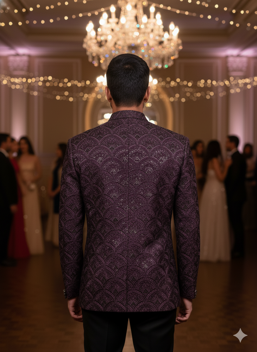 BLUE STAGE MENS COAT SUIT JODHPURI 3PCS SET 27371 WINE