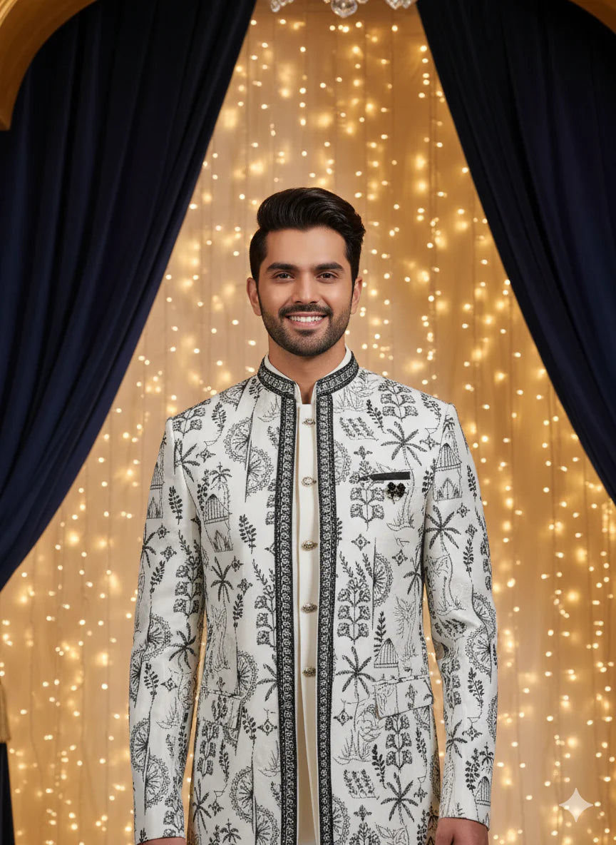 VASTAVIK MENS COAT SUIT JODHPURI 3PCS SET 2554 BLACK