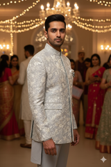 Lyte Club Mens Coat Suit Jodhpuri 3Pcs Set Jp-2550 Grey