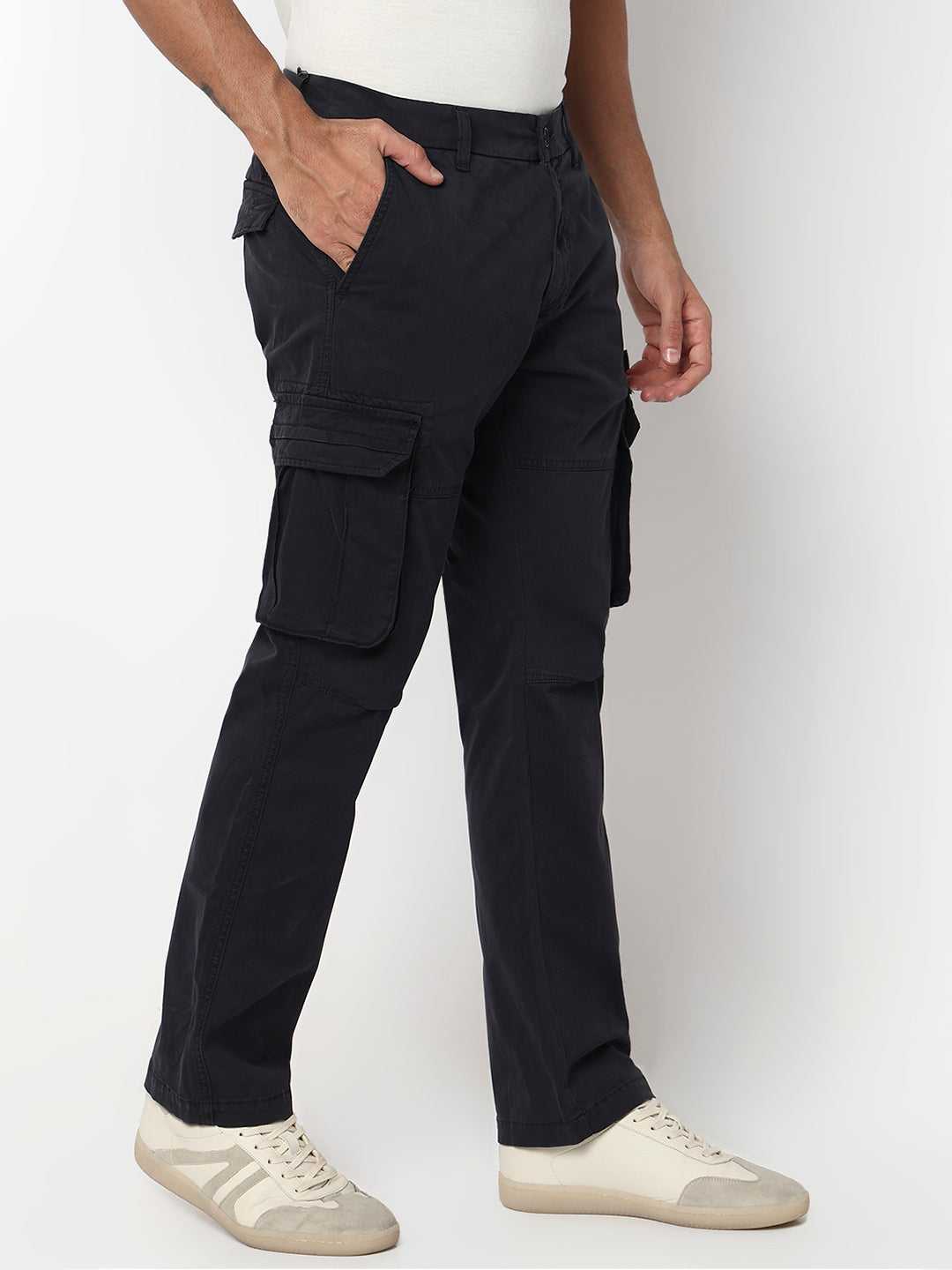 Spykar Mens Casual Trouser Mtrcg1Be032 Navy Blue