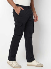 Spykar Mens Casual Trouser Mtrcg1Be032 Navy Blue