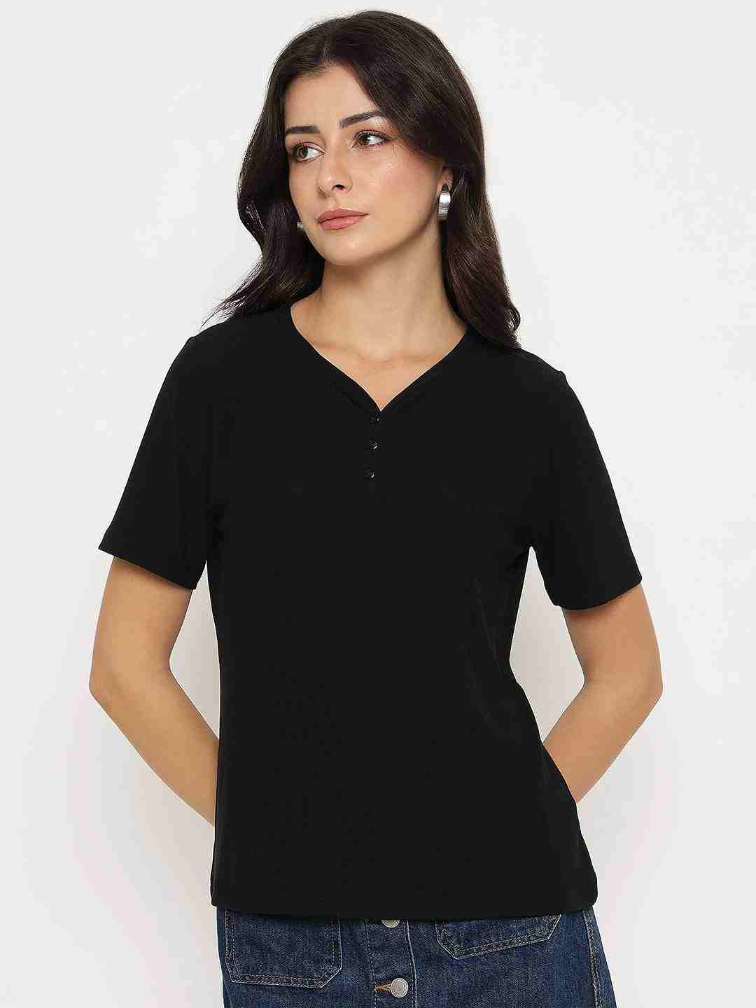 Madame Ladies Western Top H/S M5S11001 002 Black
