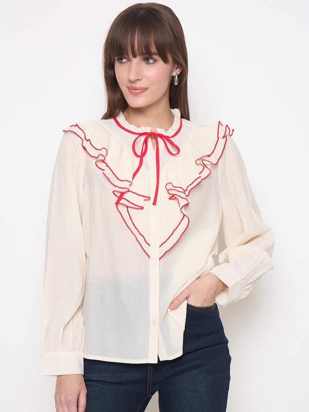 Madame Ladies Western Top H/S M5S18737 033 Red