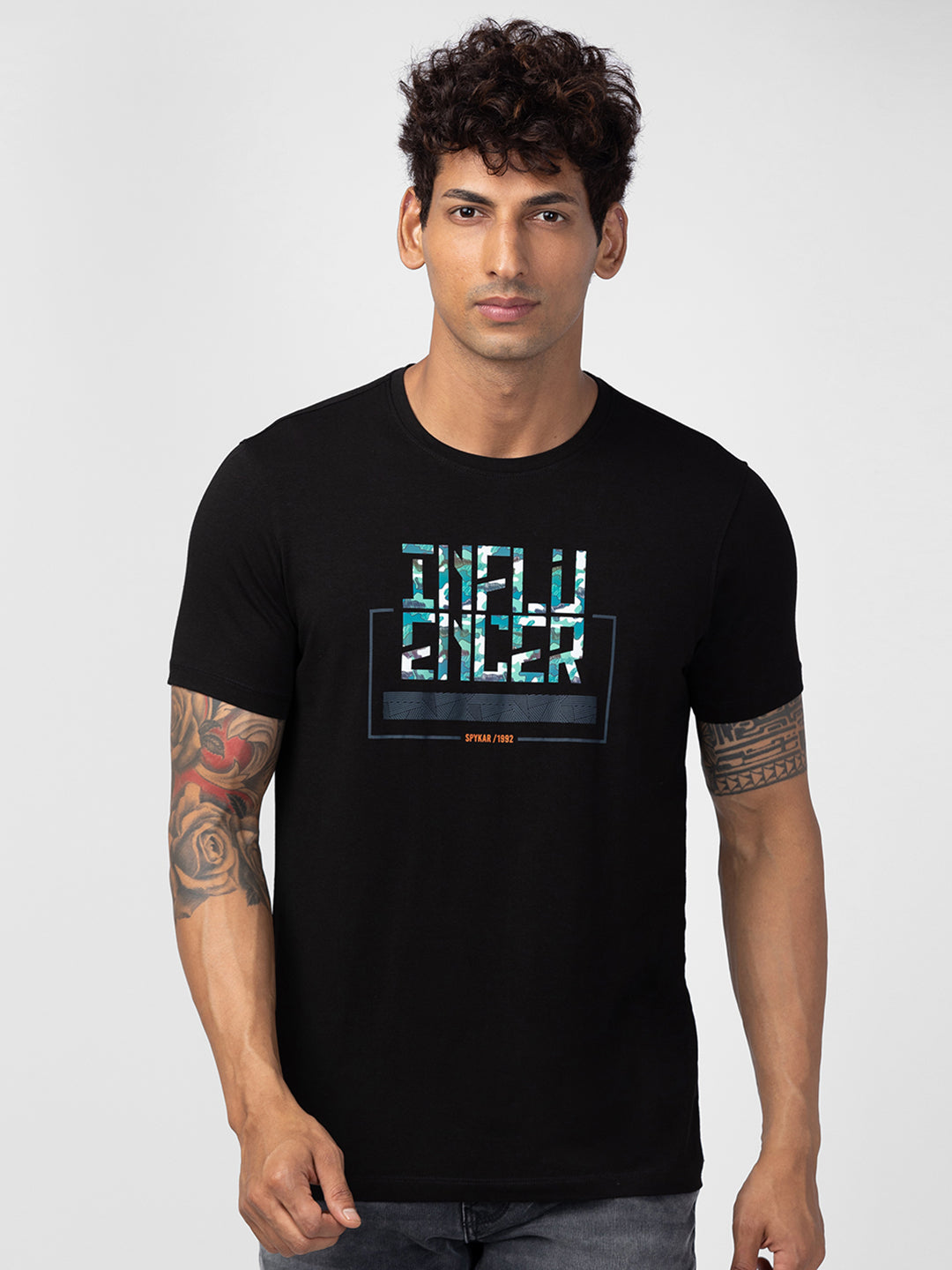 Spykar Mens T-Shirt H/S Mktcp1Bc040 Black