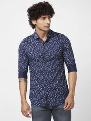 Spykar Mens Casual Shirt F/S Mshaop2Bc053 Navy Blue