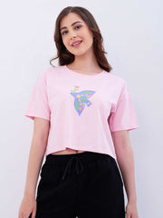 SPYKAR LADIES WESTERN T-SHIRT F/S WKTFT2BE116 ICY PINK