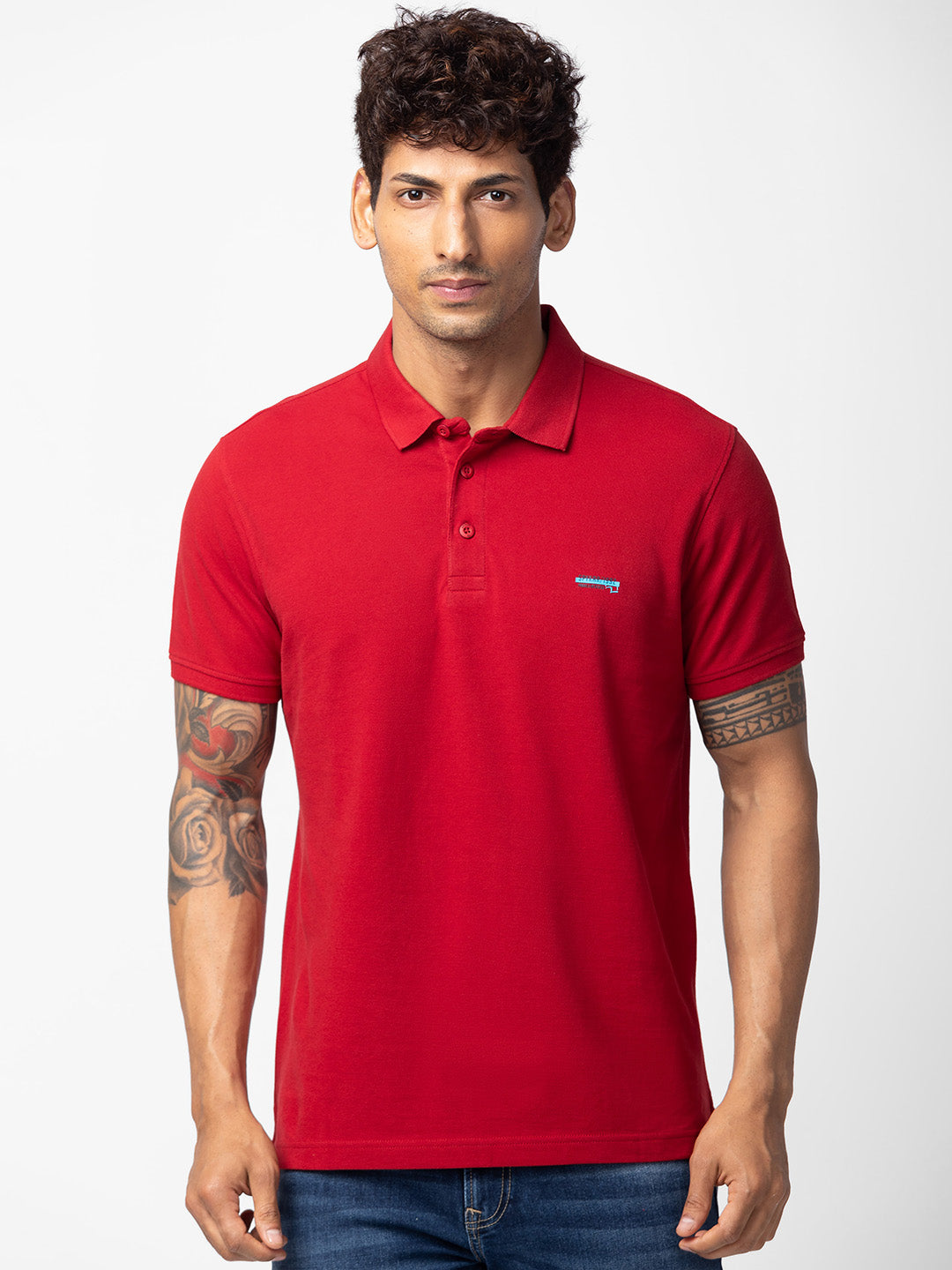 Spykar Mens T-Shirt H/S Mptbp1Bc201 Deep Red