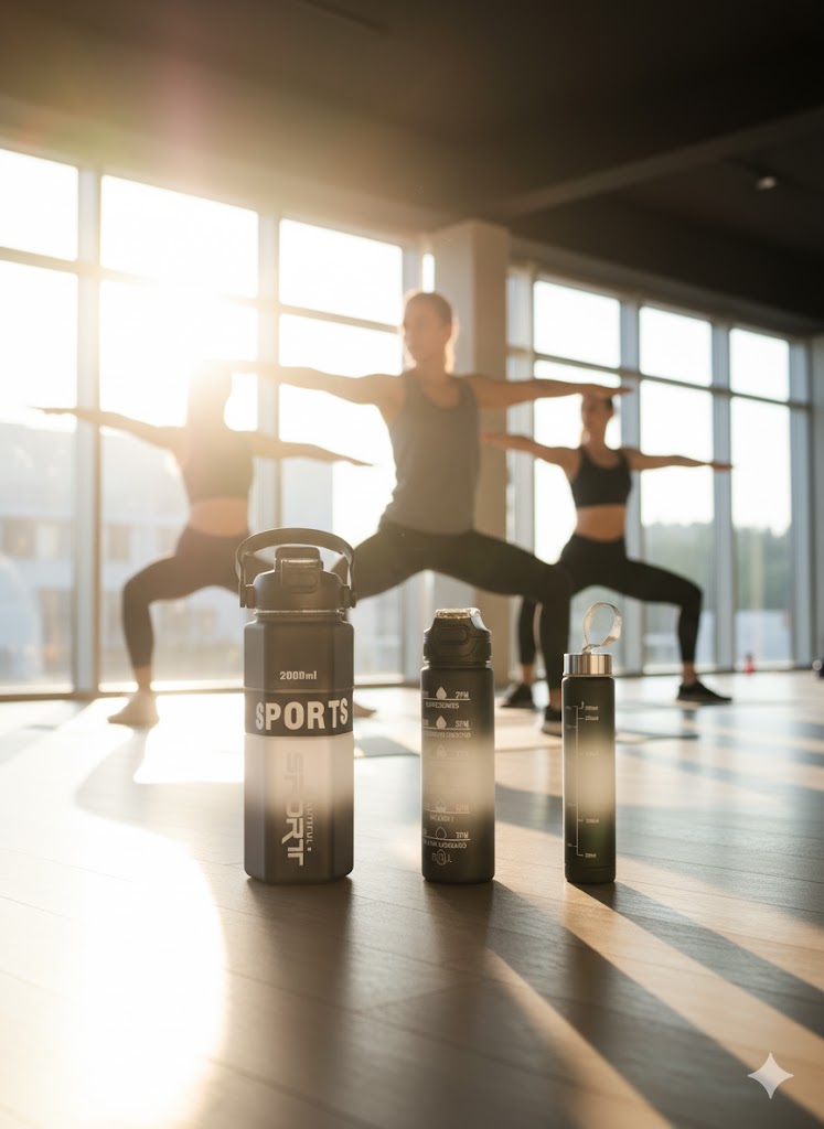 Black & White Gradient Sports Water Bottle Set – 600Ml, 1000Ml & 2000Ml Bpa-Free Motivational Bottles With Straw & Time Markings