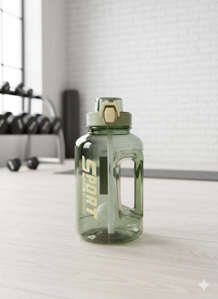 Large Sports Water Bottle With Straw & Handle – Leak-Proof Bpa-Free (Olive Green)