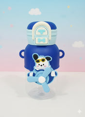 Cute Cartoon Kids Water Bottle With Straw & Sling Strap – Leak-Proof Bpa-Free (Blue)