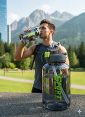 Dark Grey Sports Water Bottle – 1.6L Bpa-Free Leak-Proof Hydration Jug With Straw & Measurement Scale