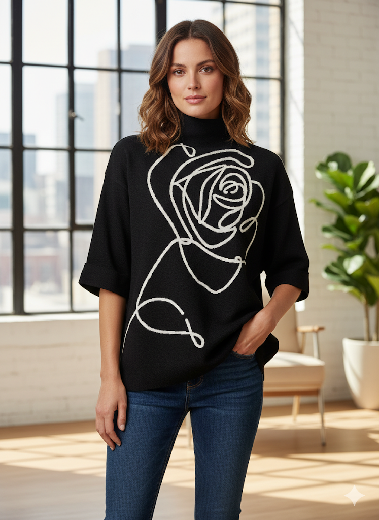 Lyte Club Ladies Western Woolen Top O9137-1619 Black