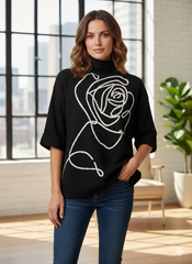 Lyte Club Ladies Western Woolen Top O9137-1619 Black