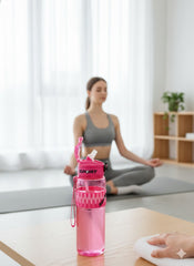 Pink Sport 1000Ml Leak-Proof Water Bottle With Straw & Flip-Top Lid