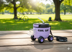 Cool Cup With Wheels & Straw – Fun Rolling Drink Cup For Kids (Purple)