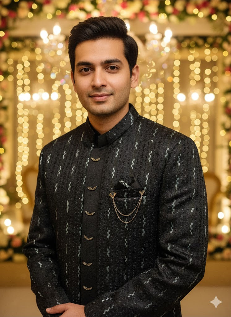 BLUE STAGE MENS COAT SUIT JODHPURI 3PCS SET 26239 BLUE