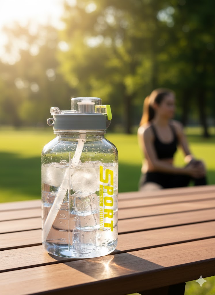 Dark Grey Sports Water Bottle – 1.6L Bpa-Free Leak-Proof Hydration Jug With Straw & Measurement Scale