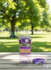Stylish Vogue Water Bottle With Dual Lid & Strap – Leak-Proof Bpa-Free (Purple)