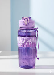 800Ml Leak-Proof Sports Water Bottle With Straw & Carry Strap – Bpa-Free Durable Plastic (Purple)