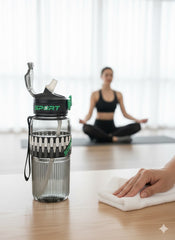 Black & Green Sport Water Bottle With Flip Cap And Straw (800Ml)