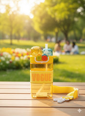 Stylish Vogue Dual-Lid Water Bottle With Adjustable Strap – Leak-Proof Bpa-Free (Yellow)