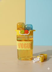 Stylish Vogue Dual-Lid Water Bottle With Adjustable Strap – Leak-Proof Bpa-Free (Yellow)