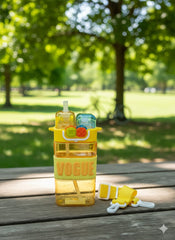 Stylish Vogue Dual-Lid Water Bottle With Adjustable Strap – Leak-Proof Bpa-Free (Yellow)