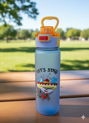 Kids Cartoon Printed Water Bottle With Flip Lock Lid & Handle – Leak-Proof Bpa-Free (Blue-Orange)