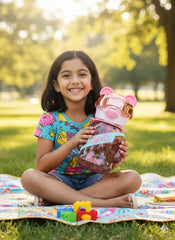 Cute Astronaut Bear Kids Water Bottle – 700Ml Bpa-Free Leak-Proof Bottle With Straw & Carry Strap