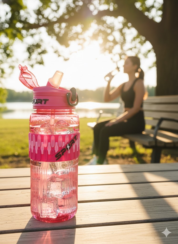 Hot Pink Sport Water Bottle – 800Ml Leak-Proof Bpa-Free Sipper Bottle With Straw & Wrist Strap