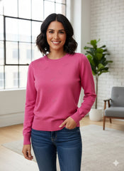 Hot Pink Sparkling Pattern Knit Sweater
